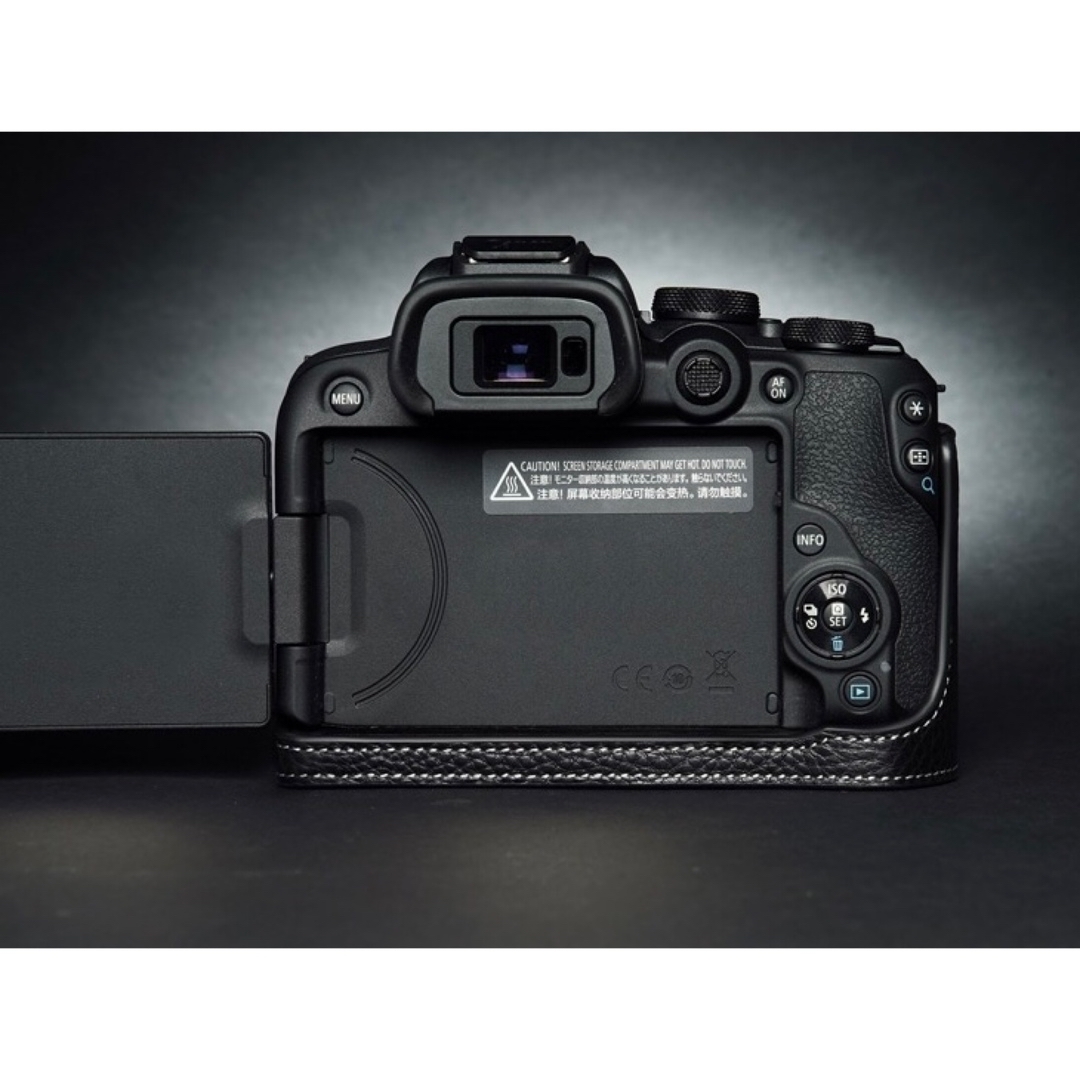本革 新品 Canon キャノン EOS R10用 本革カメラケース ブラック スマホ/家電/カメラのカメラ(デジタル一眼)の商品写真