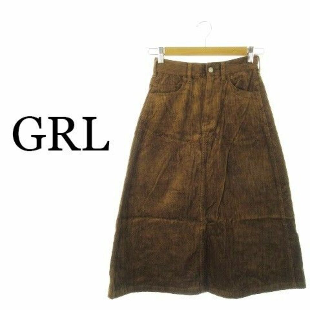 GRL(グレイル)のグレイル スカート ミモレ丈 台形 コーデュロイ M 茶 220630AH4A レディースのスカート(ロングスカート)の商品写真