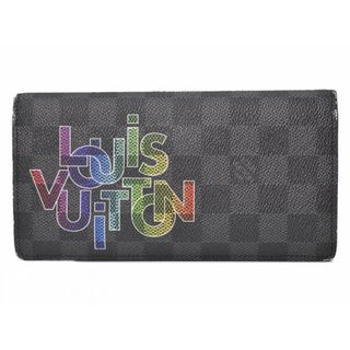 ルイヴィトン(LOUIS VUITTON)の【イニシャル入り】 LOUIS VUITTON
ポルトフォイユ・ブラザ N60326 ダミエグラフィット/グレー系、ブルー系 コーティングキャンバス 長財布　ロングウォレット　おしゃれ　レインボー　メンズ　人気　定番　スマート　ギフト 【中古】松山久万ノ台店(折り財布)