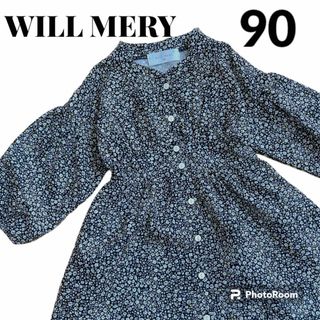 WILL MERY - 【WILL MERY】ウィルメリー 長袖 春ワンピース 総柄花柄 ブラックカラー