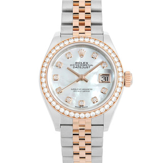ロレックス(ROLEX)のロレックス デイトジャスト ベゼルダイヤ 279381RBR ホワイトシェル 5列 ジュビリーブレス ランダム番 レディース 中古 腕時計(腕時計)