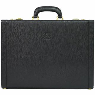 ロエベ(LOEWE)の本物 ロエベ LOEWE アナグラム アタッシュケース ビジネスバッグ ハンドバッグ レザー ブラック Anagram バッグ 中古(ビジネスバッグ)