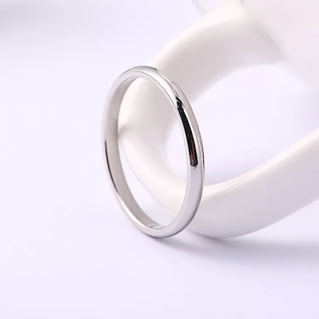 甲丸ステンレスリング 重ね付け シンプル アレルギー対応 指輪 シルバー レディースのアクセサリー(リング(指輪))の商品写真