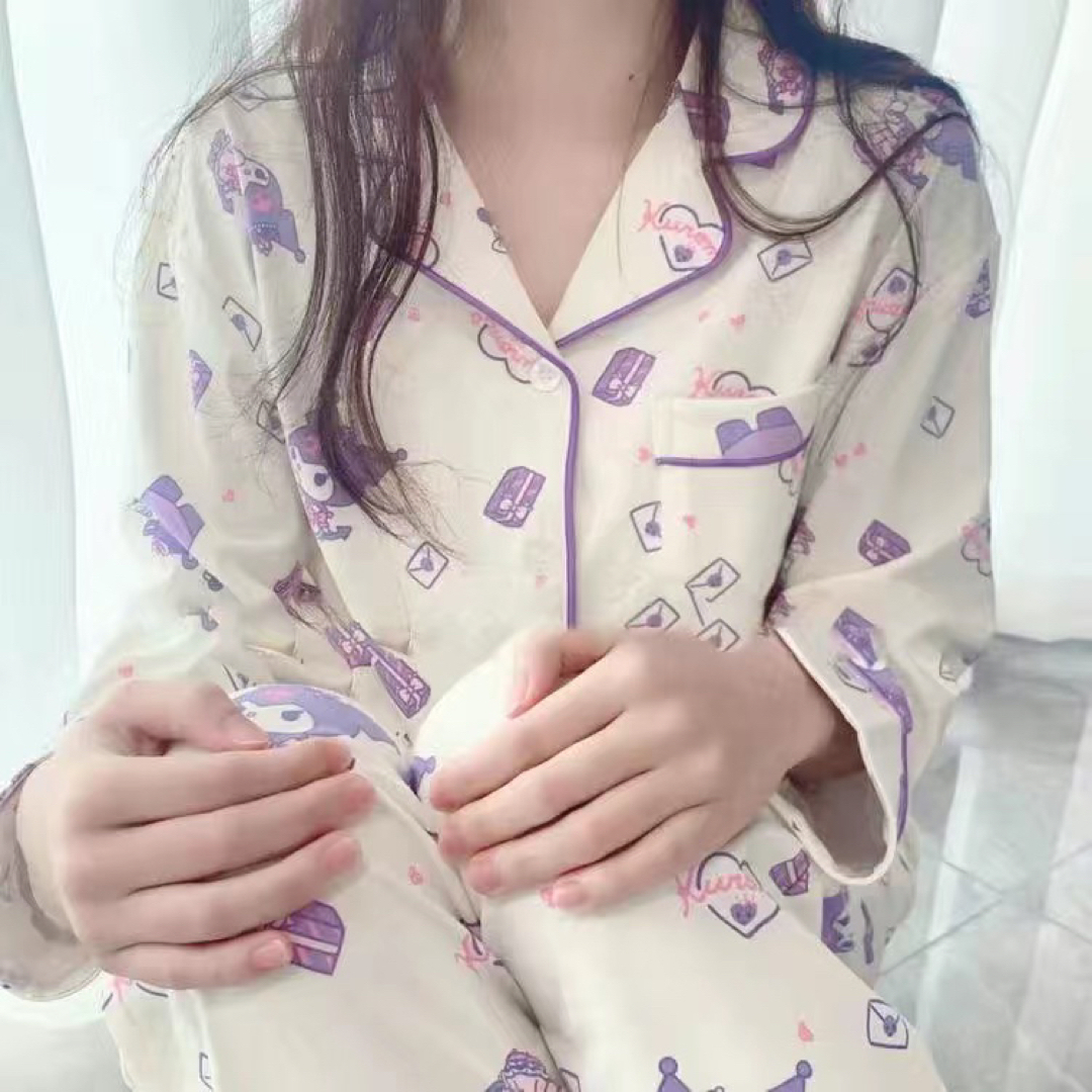 春新作　パジャマ　クロミちゃん　紫　長袖　ルームウエア レディースのルームウェア/パジャマ(パジャマ)の商品写真