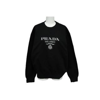 プラダ(PRADA)の極美品 PRADA プラダ スウェット UJL148 1Y13 コットンジャガード ブラック ホワイト サイズL 中古 60177(トレーナー/スウェット)