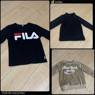 フィラ(FILA)のFILA ロンT 120 サイズ 男の子 モコモコ トレーナー 黒 茶色(Tシャツ/カットソー)