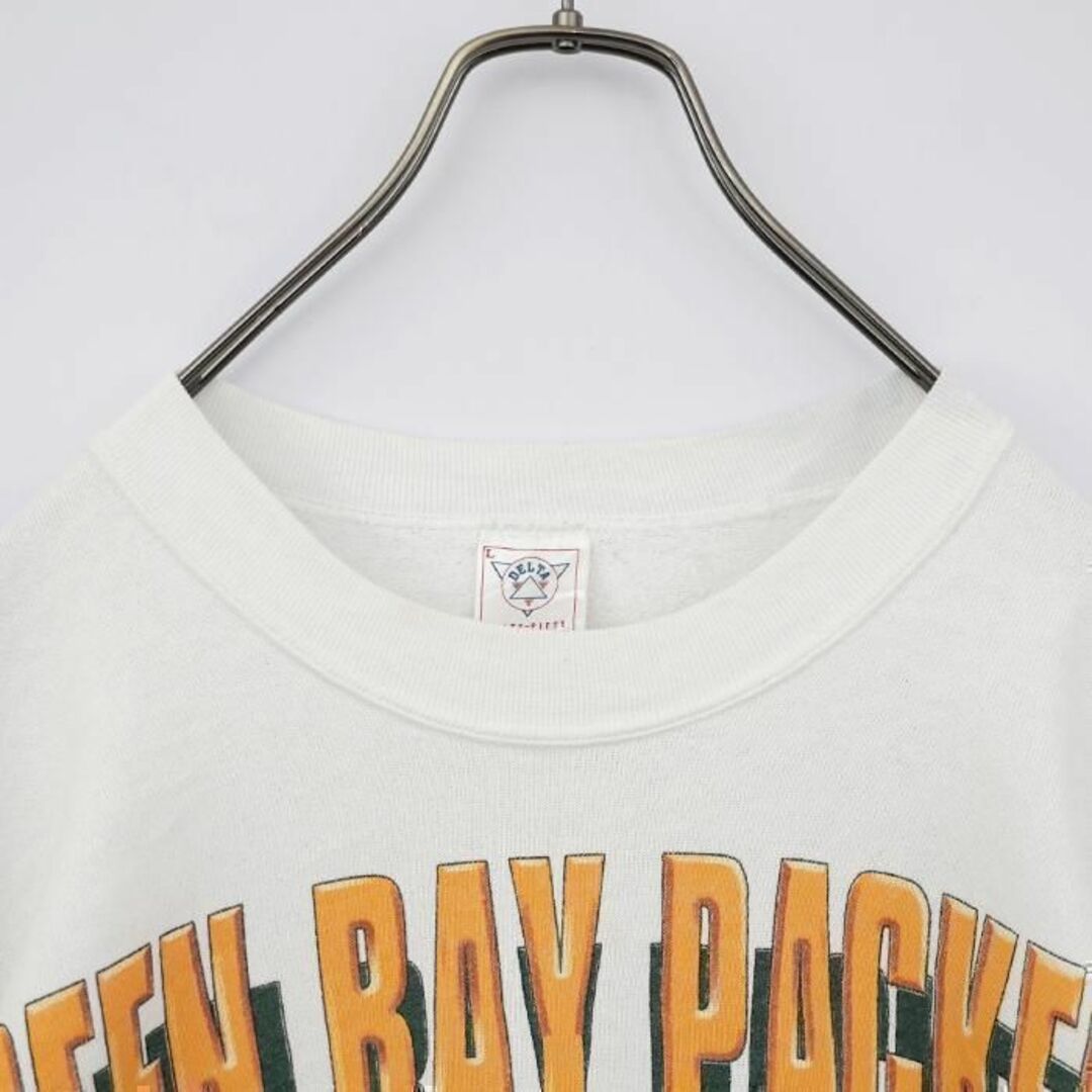 USA製90s NFLパッカーズ ビッグプリントスウェット ホワイト白 L メンズのトップス(スウェット)の商品写真