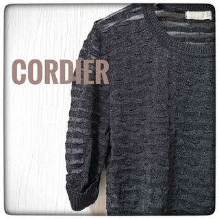 コルディア(CORDIER)のCORDIER (コルディア)ラメ入七分袖ニット、セーター/トップス40サイズ(カットソー(長袖/七分))