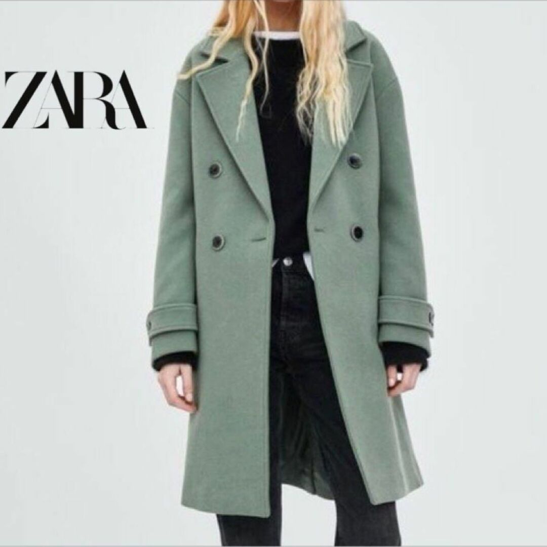 ZARA(ザラ)の新品/タグ付き●ZARA trfチェスターダブルロングコート レディースのジャケット/アウター(チェスターコート)の商品写真
