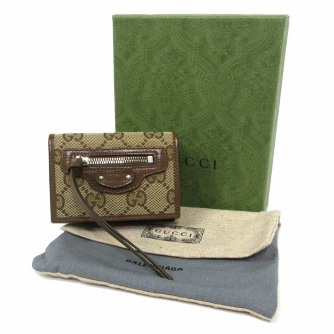 GUCCI - 【新品】グッチ×バレンシアガ 681708 (ベージュ系×ブラウン系) 【コラボ商品】 財布 三つ折り財布(小銭入れあり) ミニ財布 GUCCI×BALENCIAGA ザ ハッカー プロジェクト ネオ クラシック GGスプリーム キャンバス×レザー ブティックライン レディース