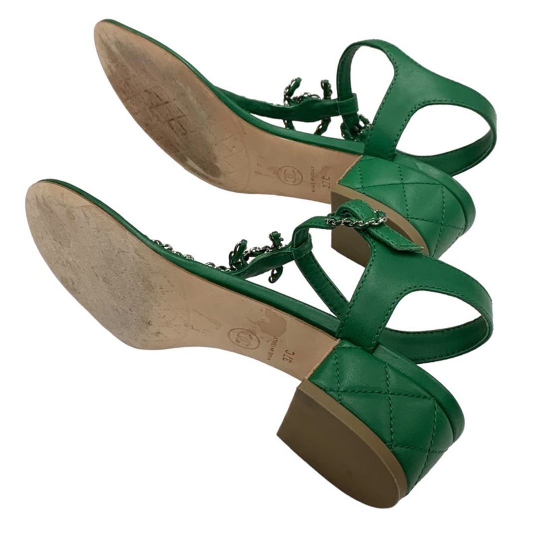 CHANEL(シャネル)のシャネル CHANEL サンダル 靴 シューズ レザー グリーン ココマーク チェーン トングサンダル レディースの靴/シューズ(サンダル)の商品写真
