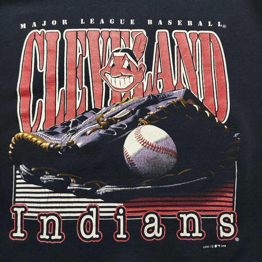 MLB(メジャーリーグベースボール)のインディアンス LOGO7 MLB スウェット プリント 90s ワフー L 紺 メンズのトップス(スウェット)の商品写真
