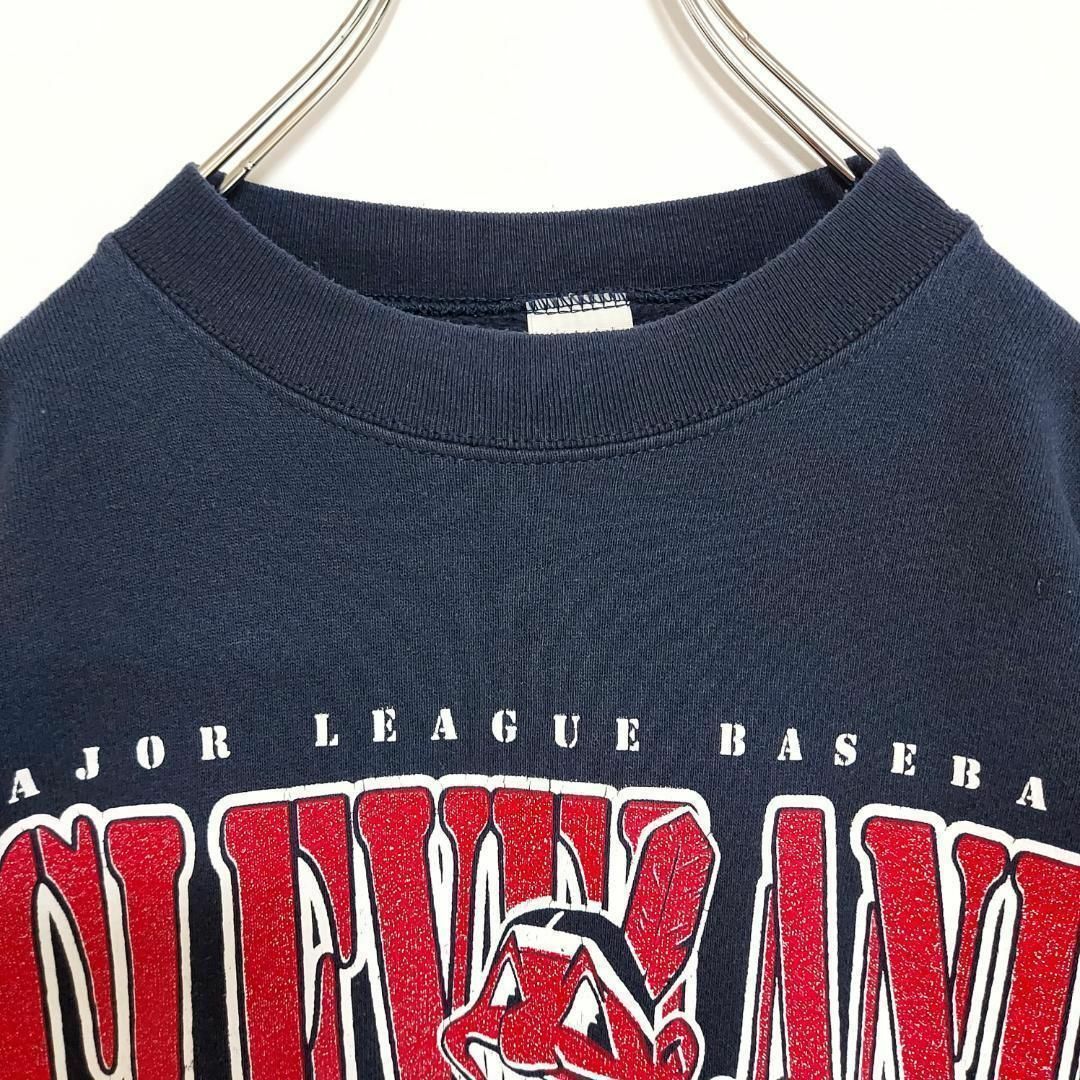 MLB(メジャーリーグベースボール)のインディアンス LOGO7 MLB スウェット プリント 90s ワフー L 紺 メンズのトップス(スウェット)の商品写真