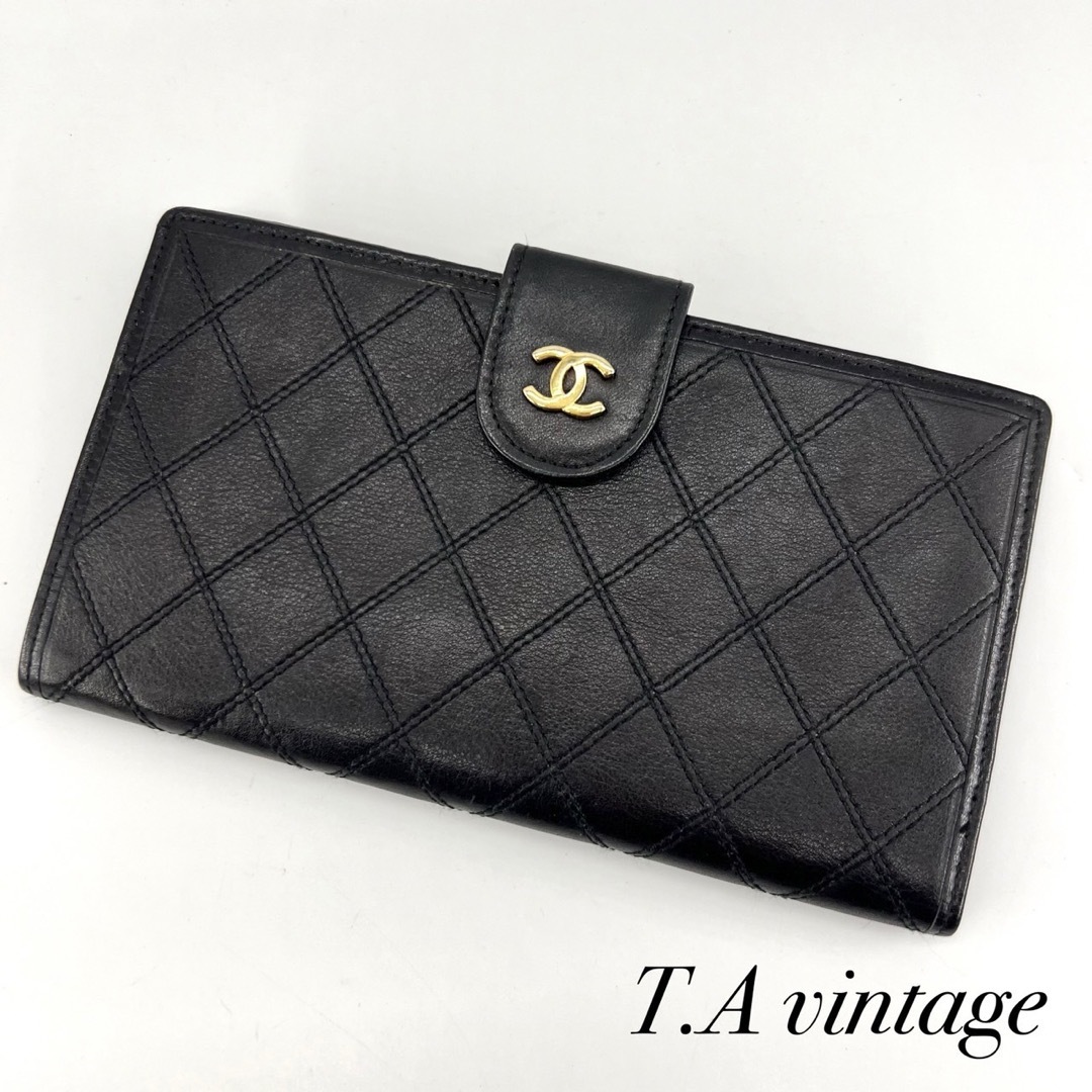美品!CHANEL シャネル ビコローレ がま口 長財布 ブラック 美品!CHANEL シャネル ビコローレ がま口 長財布 ブラック