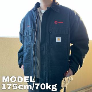 カーハート(carhartt)のカーハート ダックジャケット ブルゾン 企業ロゴ 刺繍 48 L ブラック 黒(ブルゾン)