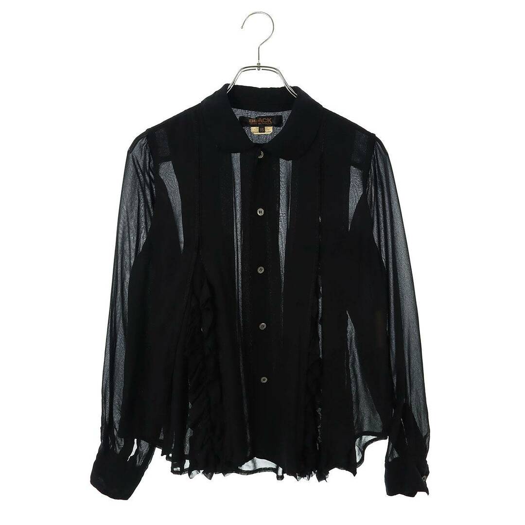 BLACK COMME des GARCONS(ブラックコムデギャルソン)のブラックコムデギャルソン  1H-B023 AD2021 フリルシースルー長袖シャツ レディース XS レディースのトップス(シャツ/ブラウス(長袖/七分))の商品写真