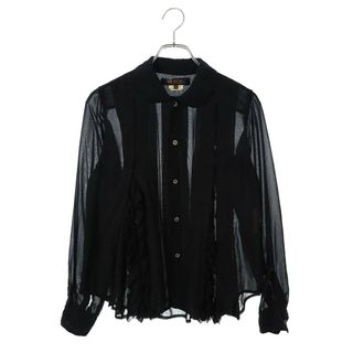 BLACK COMME des GARCONS - ブラックコムデギャルソン  1H-B023 AD2021 フリルシースルー長袖シャツ レディース XS