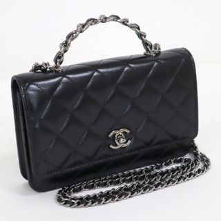 シャネル(CHANEL)の【CHANEL】シャネル チェーンウォレット シャイニークランプル カーフスキン ブラック×シルバー金具 AP3645/hm10148tg(財布)