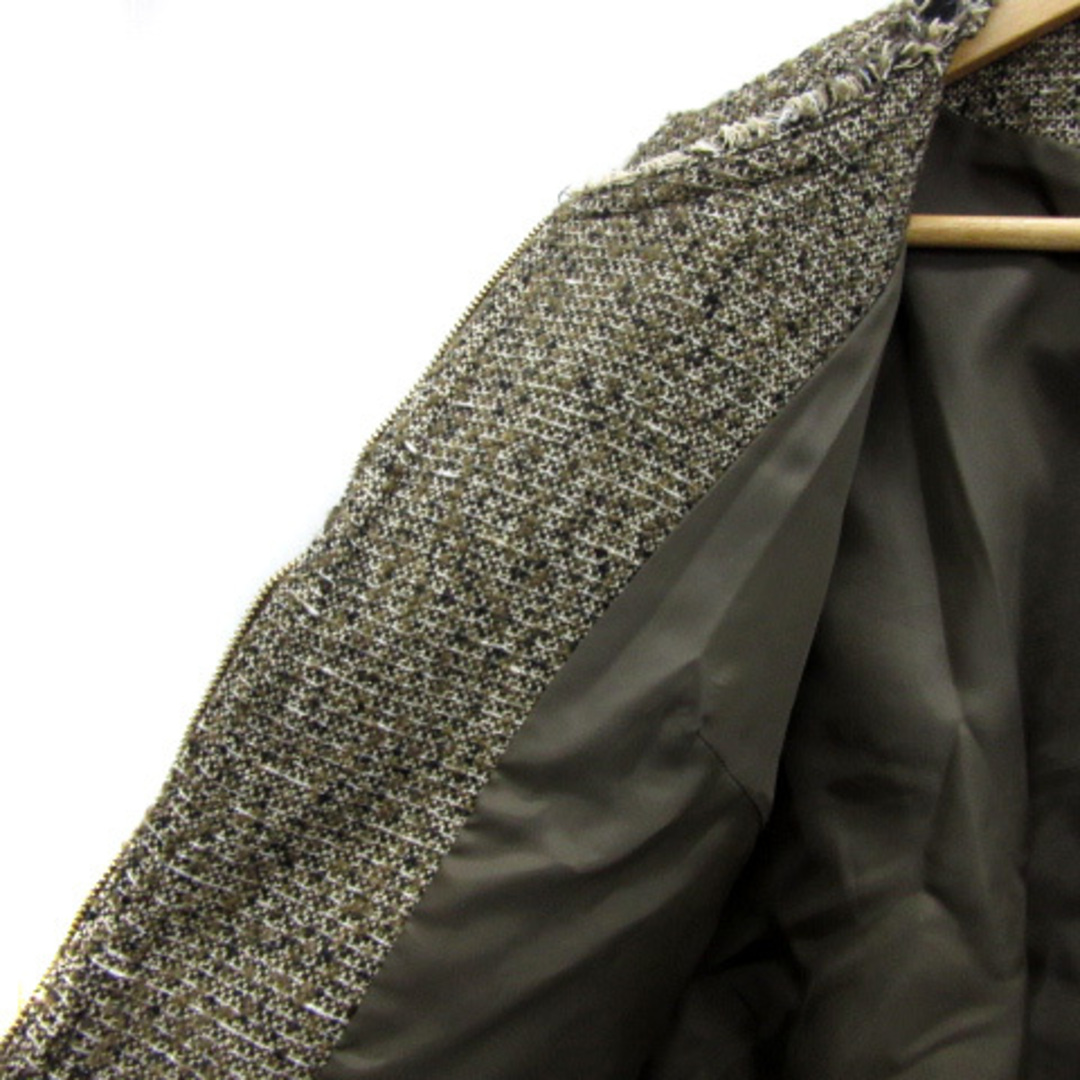 Rope' Picnic(ロペピクニック)のロペピクニック ノーカラージャケット ツイード ジップアップ 38 茶 黒 レディースのジャケット/アウター(その他)の商品写真