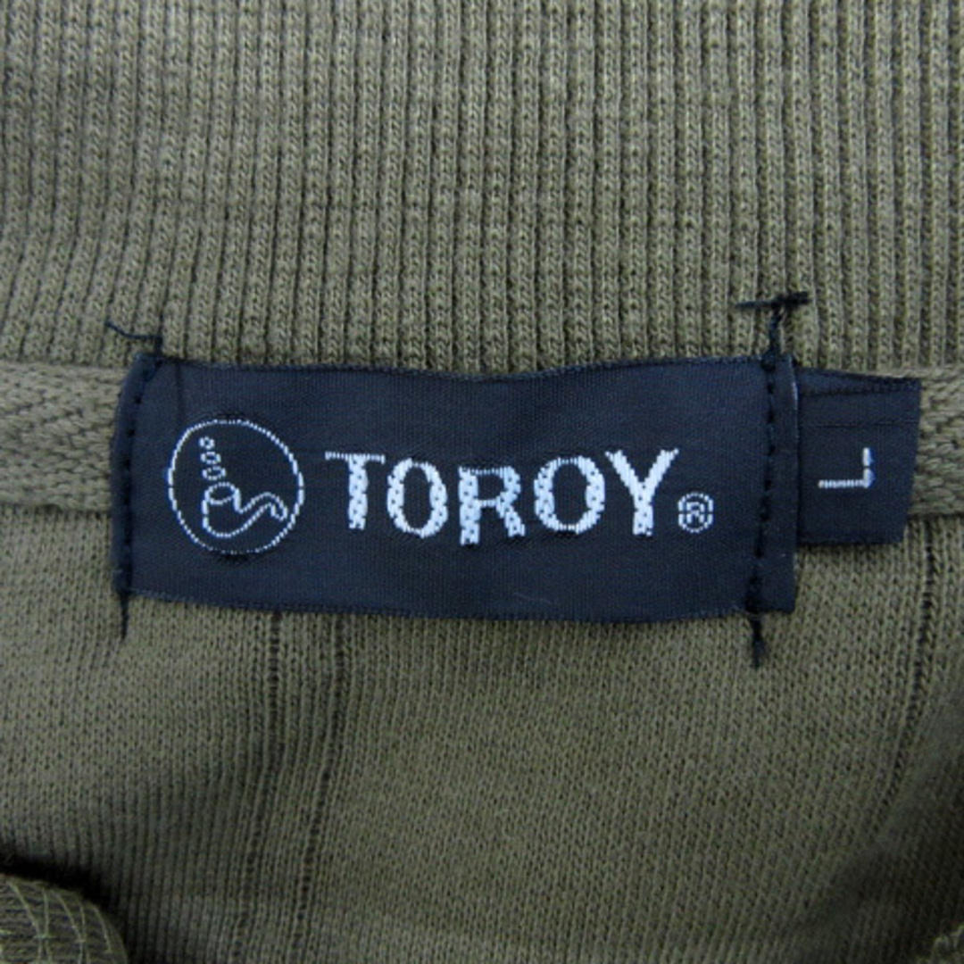 TOROY(トロイ)のトロイ ニット カットソー 長袖 ロゴ刺繡 ハーフジップ L カーキ ■MO メンズのトップス(ニット/セーター)の商品写真