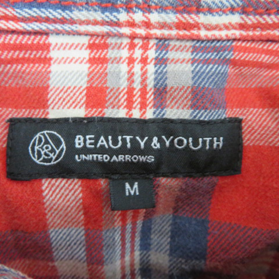 BEAUTY&YOUTH UNITED ARROWS(ビューティアンドユースユナイテッドアローズ)のB&Y ユナイテッドアローズ シャツワンピース ひざ丈 長袖 チェック柄 M  レディースのワンピース(ひざ丈ワンピース)の商品写真