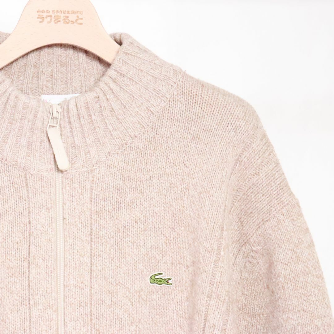 LACOSTE(ラコステ)のLACOSTE　ラコステ　レディース用　ニット　ブルゾン　ベージュ　Ⅼ レディースのトップス(ニット/セーター)の商品写真