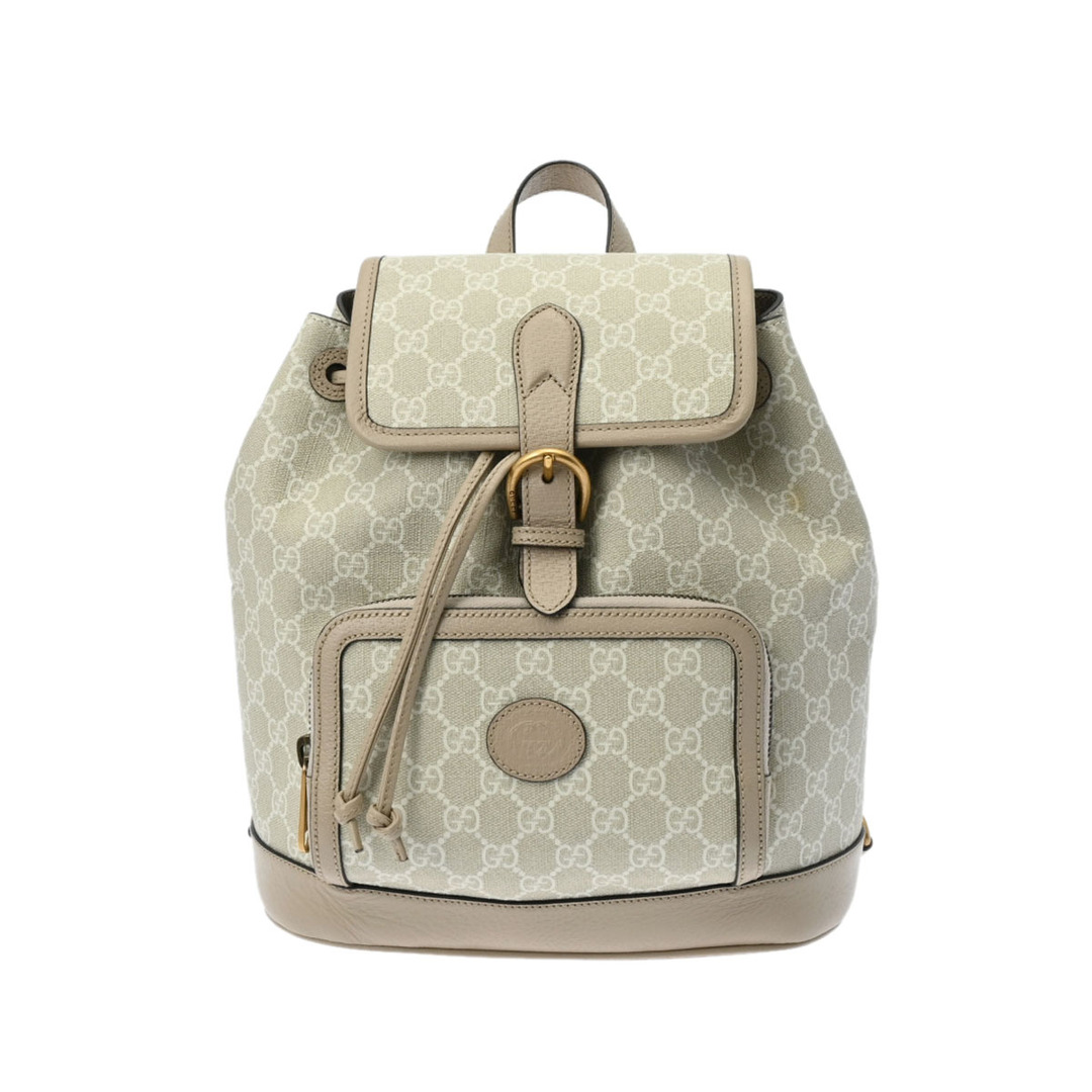 Gucci(グッチ)の中古 グッチ GUCCI 674147 レディース リュック・デイパック ベージュ GGスプリームキャンバス /レザー レディースのバッグ(リュック/バックパック)の商品写真