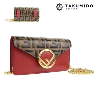 フェンディ(FENDI)のフェンディ ショルダーバッグ エフイズ ズッカ 8BM005 中古 レッド ブラウン レザー FENDI 【中古】 | 2WAY ウエストポーチ 肩掛け 斜め掛け レディース ファッション 赤 バック 鞄 SAランク(ショルダーバッグ)