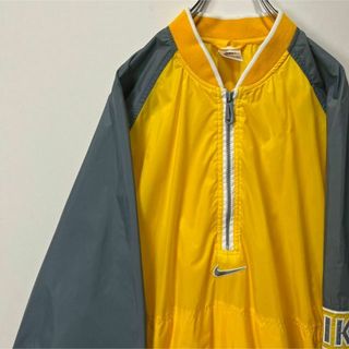 ナイキ(NIKE)のナイキ　ハーフジップ　ナイロンプルオーバー　白タグ　90s Lサイズ　イエロー(ナイロンジャケット)