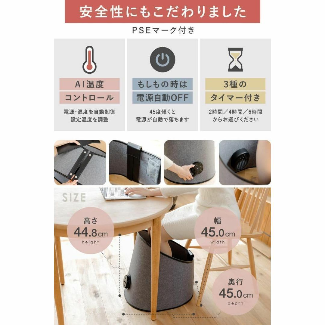 【ぶわっと暖か】 パネルヒーター 足元ヒーター 足元 デスクヒーター ファン付 スマホ/家電/カメラの冷暖房/空調(電気ヒーター)の商品写真