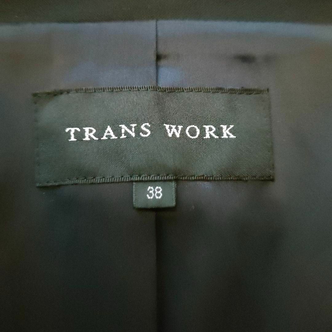 TRANS WORK(トランスワーク)のTRANS WORK トランスワーク　ジャケット黒　サイズ38 レディースのジャケット/アウター(ノーカラージャケット)の商品写真