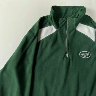 ジェッツ　ハーフジップフリース　NFL グリーン Lサイズ 古着　Jets(ブルゾン)