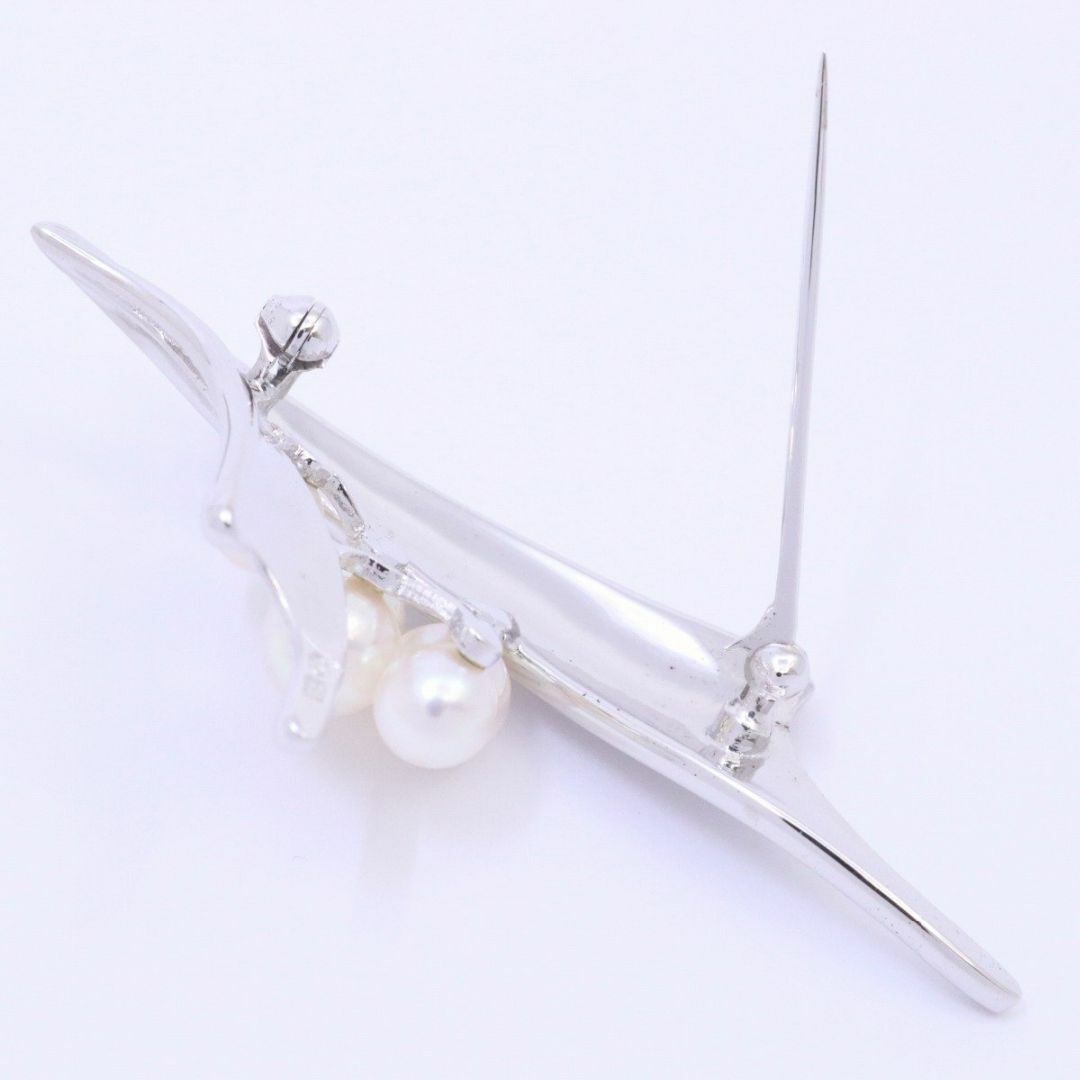 MIKIMOTO ミキモト リボンモチーフ ブローチ シルバー/パール5粒 MIKIMOTO ミキモト リボンモチーフ ブローチ シルバー/パール5粒