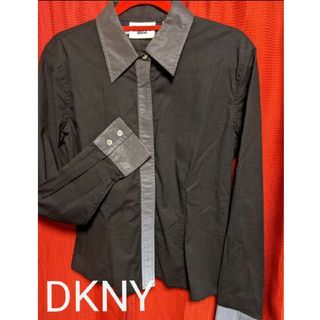 ダナキャランニューヨーク(DKNY)の☆USA☆DKNY☆ストレッチシャツブラウス☆試着のみ☆ブラック☆М(シャツ/ブラウス(長袖/七分))