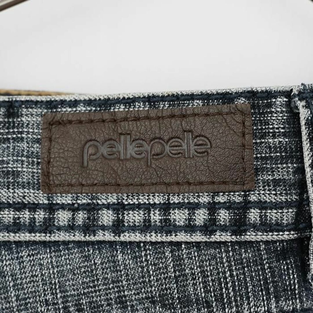 PELLE PELLE(ペレペレ)のW40 ペレペレ ポケットロゴ刺繍バギーデニム HIPHOPボトム ブルー 青 メンズのパンツ(デニム/ジーンズ)の商品写真