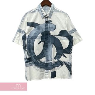 ディオール(Dior)のDior × Jack Kerouac 2022AW White Print Shirts 193C545A5586 ディオール × ジャックケルアック ホワイトプリントシャツ 半袖カットソー ブラウス グラフィックプリント ホワイト×ブルー サイズ40 【240218】【中古-A】【me04】(シャツ)