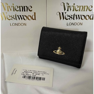 Vivienne Westwood - 新品　ヴィヴィアンウエストウッド　ミニウォレット　黒色　ブラック　三つ折り財布