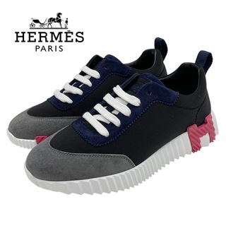 エルメス(Hermes)のエルメス HERMES バウンシング スニーカー 靴 シューズ ファブリック ブラック 未使用 ロゴ(スニーカー)