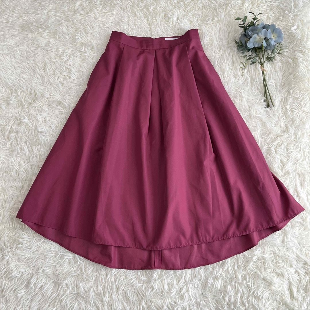 SLOBE IENA(スローブイエナ)のSLOBE IENA グログランタックミモレスカート ピンク　36サイズ レディースのスカート(ロングスカート)の商品写真