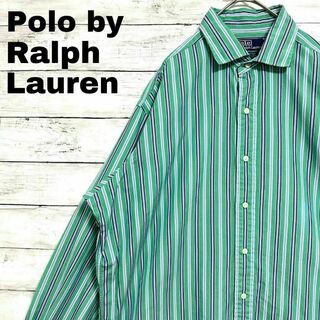 ポロラルフローレン(POLO RALPH LAUREN)の46W ポロラルフローレン マルチストライプ長袖シャツ 2PLY メンズ古着(シャツ)