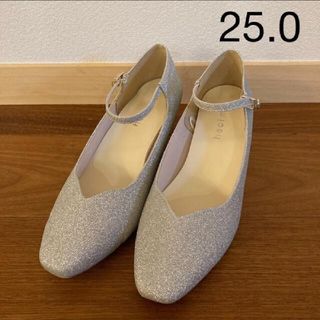 シルバー　ラメ　パンプス　25.0センチ(ハイヒール/パンプス)