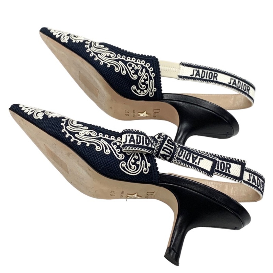 Christian Dior(クリスチャンディオール)のクリスチャンディオール CHRISTIAN DIOR J'ADIOR パンプス 靴 シューズ ファブリック レザー ネイビー サンダル スリングバック 刺繍 レディースの靴/シューズ(ハイヒール/パンプス)の商品写真