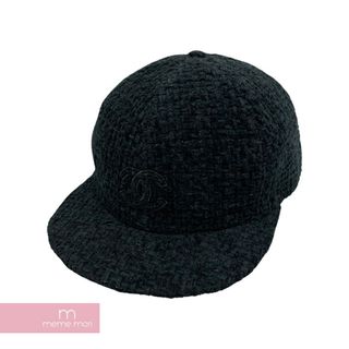 シャネル(CHANEL)のCHANEL Tweed Cotton cap シャネル ツイードコットンキャップ 帽子 ココマーク 刺繍 ラメ刺繍糸 ブラック サイズL 【240218】【新古品】【me04】(キャップ)