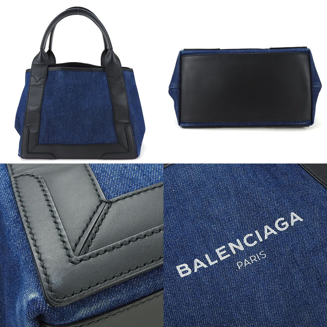 Balenciaga(バレンシアガ)の【中古】 バレンシアガ トートバッグ カバS 339933 デニム レザー ネイビー インディゴ ブラック カジュアル 普段使い レディース 女性 BALENCIAGA レディースのバッグ(トートバッグ)の商品写真