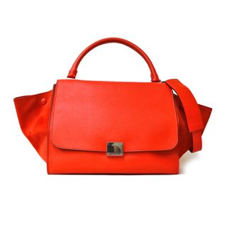 セリーヌ(celine)のセリーヌ トラペーズ ハンドバッグ レザー オレンジ レディース CELINE  中古(ハンドバッグ)