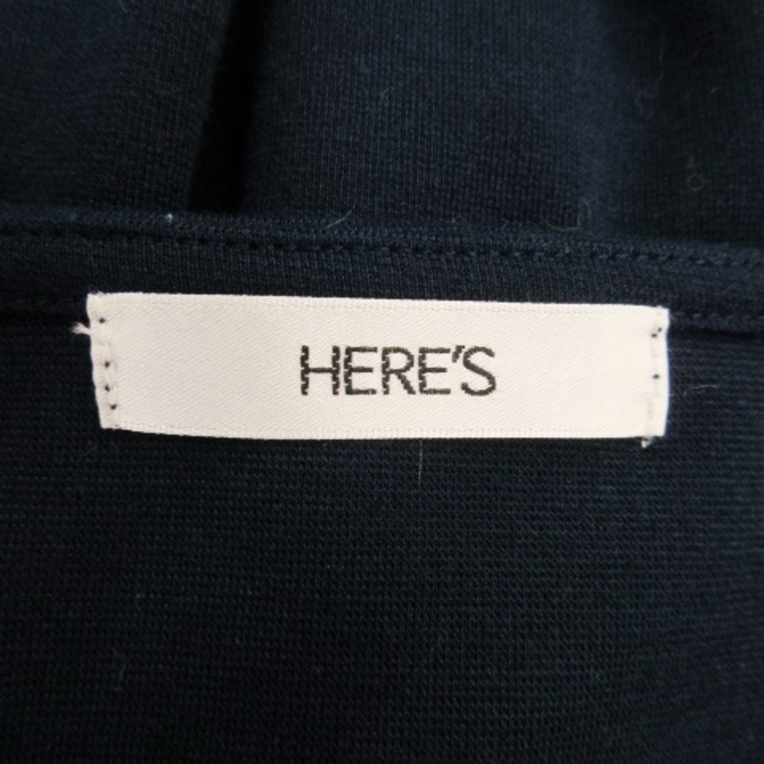 HERE'S(ヒアーズ)のヒアーズ カットソー ラウンドネック 半袖 ストレッチ リボン ペプラム M 紺 レディースのトップス(カットソー(半袖/袖なし))の商品写真