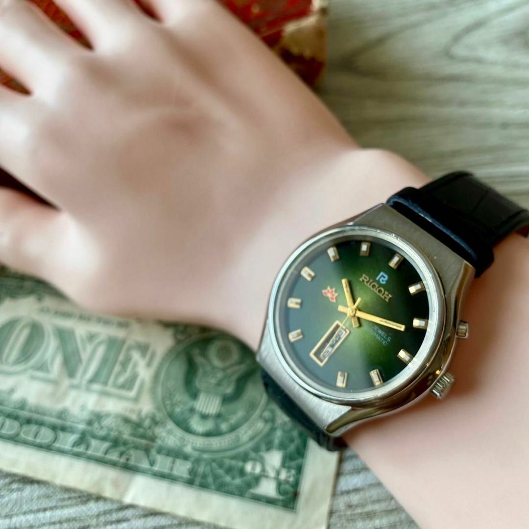 RICOH - 【落ち着いた色合い】リコー メンズ腕時計 グリーン 自動巻き