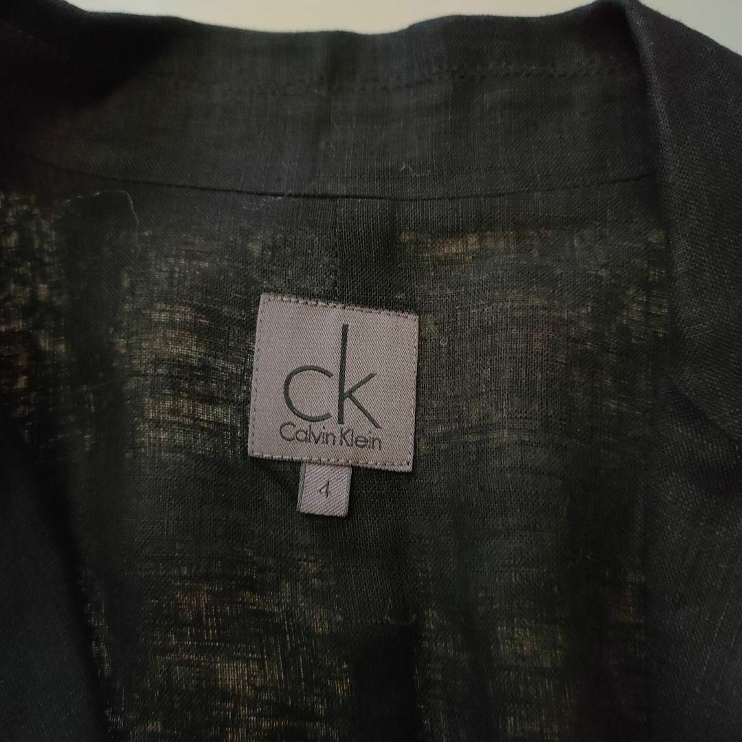 Calvin Klein(カルバンクライン)のCalvin Klein　カルバンクライン　麻　ジャケット　黒　サイズ4 レディースのジャケット/アウター(テーラードジャケット)の商品写真