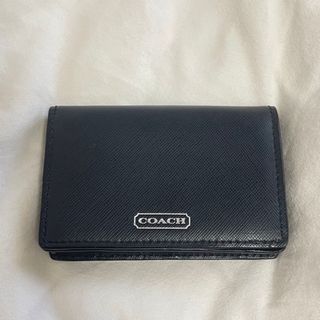 コーチ(COACH)の【美品】coach コーチ シンプル 名刺入れ 黒(名刺入れ/定期入れ)