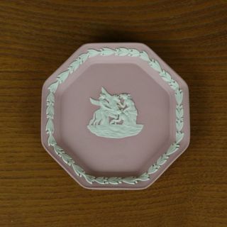 ウェッジウッド(WEDGWOOD)のウェッジウッド　ジャスパー　ピンク　八角形トレイ　ピンディッシュ　ヴィンテージ(小物入れ)